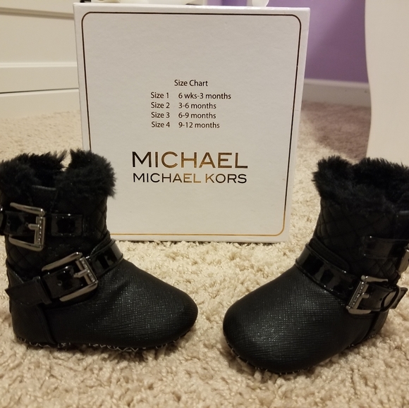 Baby Girl Michael Kors Black Fur Boots - Picture 2 of 3